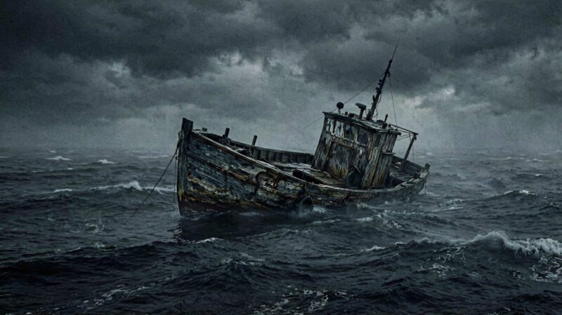 Meng ilustrasikan perahu karam 
