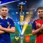 Ilustrasi pertandingan semifinal Piala Dunia 2026 antara Timnas Spanyol melawan Timnas Prancis yang memperebutkan tiket menuju babak final.
