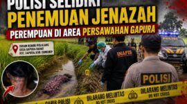Mayat Buyani (45) ketika ditemukan diarea parit persawahan Dusun Rombu Polalang, Desa Gapura Barat, Kecamatan Gapura, Kabupaten Sumenep, Rabu (8/7/2026) sekitar pukul 06.00 WIB.