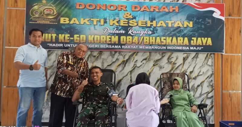 Dandim 0816/Sidoarjo, Letkol Inf Abraham Pribadi, S.H., M.H., berpartisipasi dalam kegiatan sosial Donor Darah