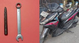 Polisi mengamankan Barang hasil kejahatan,satu unit sepeda motor merek Honda Vario dan dua alat untuk tindak kejahatan 