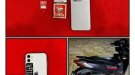 Barang bukti yang di amankan Satresnarkoba Polresta Sumenep .berupa paket sabu, bungkus rokok, telpon gemgam, dan sepeda motor