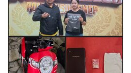 Reserse narkoba Polresta Sumenep Amankan sejumlah barang bukti antaranya 1unit sepeda motor scupy warna merah