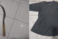 Barang bukti yang di amankan sebilah celurit dan sehelai baju