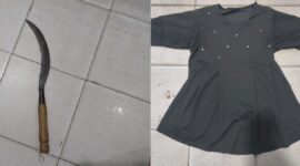 Barang bukti yang di amankan sebilah celurit dan sehelai baju