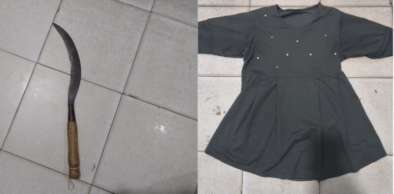 Barang bukti yang di amankan sebilah celurit dan sehelai baju
