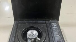 Kompor portable merek Sanex yang diamankan sebagai barang bukti dari kasus pembobolan warung lalapan.