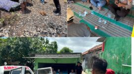 Proses evakuasi jenazah korban menggunakan ambulans Puskesmas Bluto menuju kediaman keluarga.