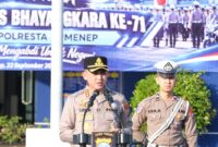 Kombes Pol Ariek Indra Sentanu. SH,. SIK,. MH memimpin pelaksanaan Apel  HUT Lalu Lintas Bhayangkara ke 71
