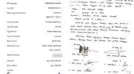 Kanan: Surat pernyataan yang ditandatangani tersangka menjadi salah satu barang bukti dalam perkara ini. Kiri: Bukti transaksi pembayaran yang juga diamankan penyidik. Foto: Dok. Polresta Sumenep / JatimEkspos.com