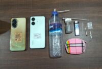 Barang bukti berupa diduga narkotika sabu, alat konsumsi, dan dua unit telepon genggam yang diamankan petugas.